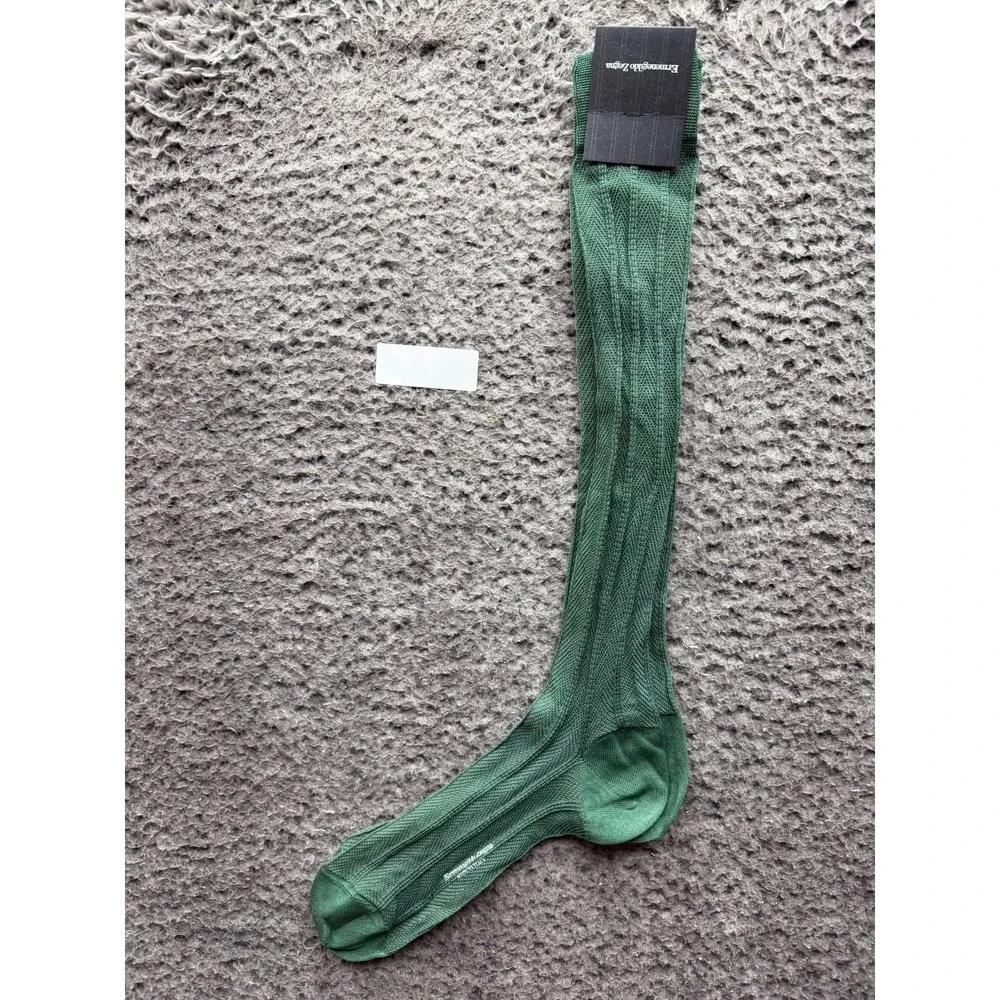 NWT Ermenegildo Zegna Chevron Knee Socks Fjord One Size Unisex